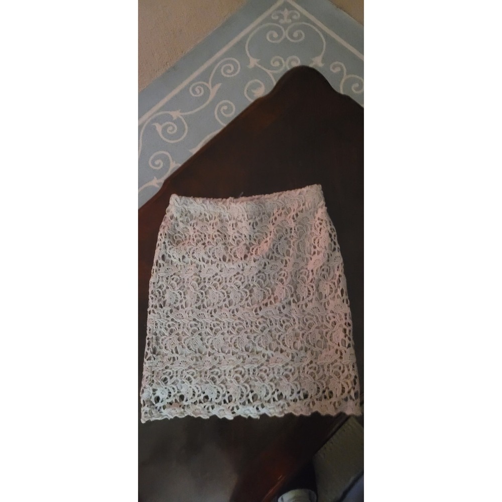 GUC Worn Once WILLI SMITH SIZE SMALL 100% Cotton SKIRT Crochet Overlay Lining - Picture 2 of 10